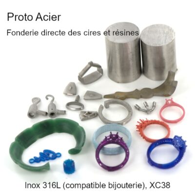 Fonderie en inox 316l des bijoux ou xc38 pour les pièces mécaniques.