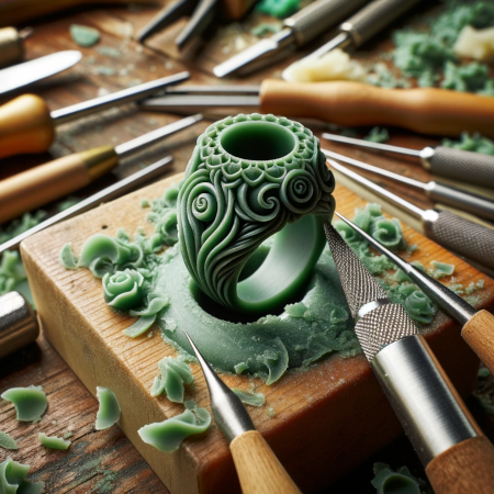 bague en cire à sculpter verte pour bijoux.