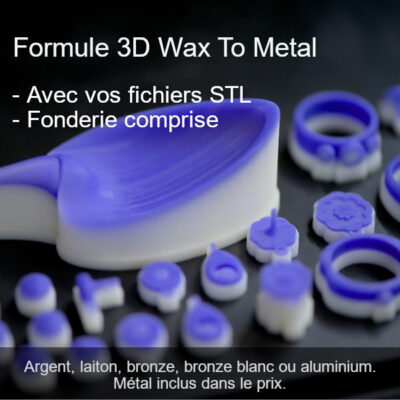 3DWaxToPrint pour imprimer vos bijoux en cire et fondre les cires en métal.