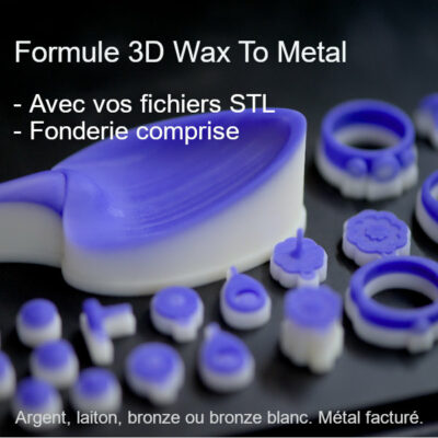 3DWaxToPrint pour imprimer vos bijoux en cire et fondre les cires en métal.