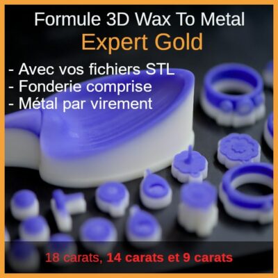 Impression 3d et fonderie or 18k 14k et 9k.
